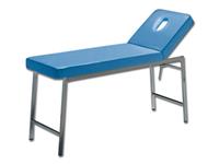 CLASSIC EXAMINATION COUCH - chromed - blue - backrest with hole 